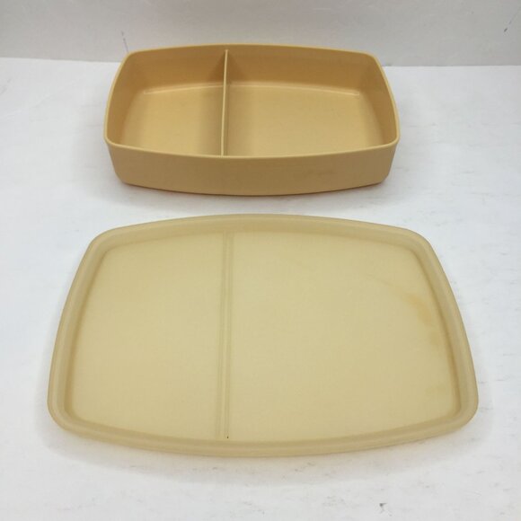 Vintage Tupperware Packette Divided Lunch Snack Sandwich Storage Container Beige - Picture 2 of 10